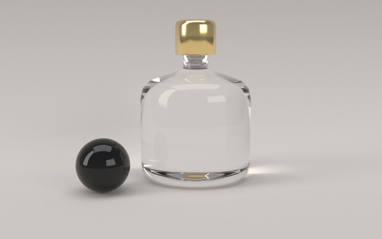 The perfume bottle in ordinary glass