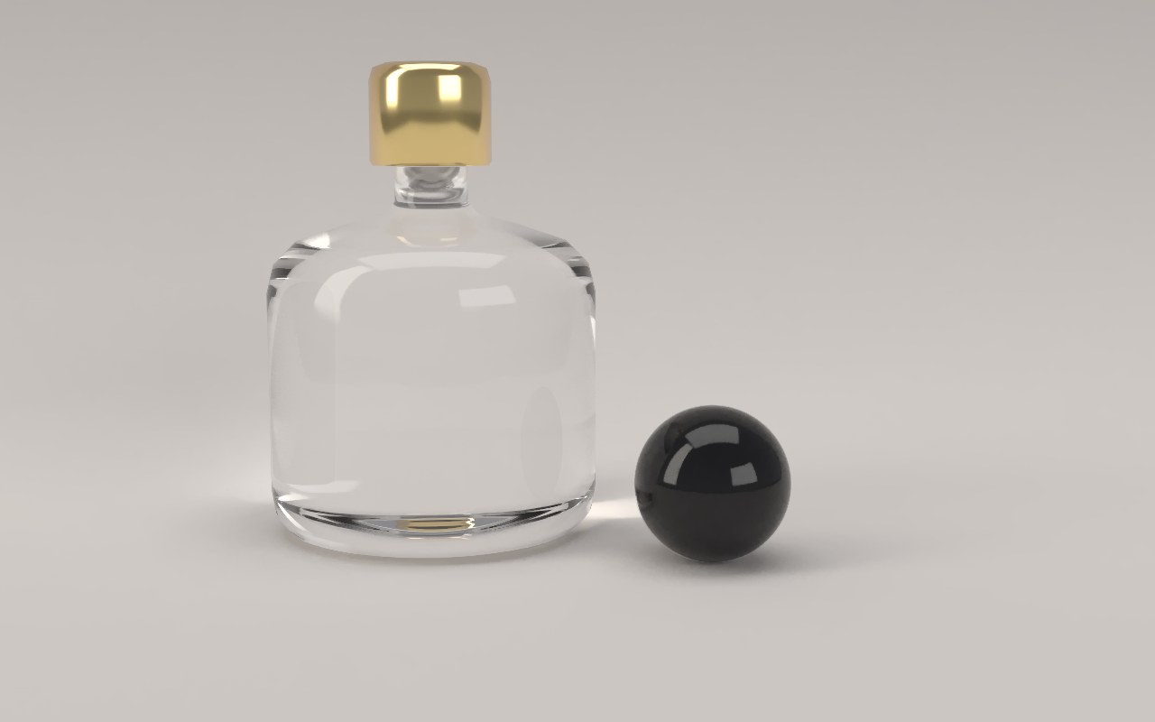 The perfume bottle a third of the way round
