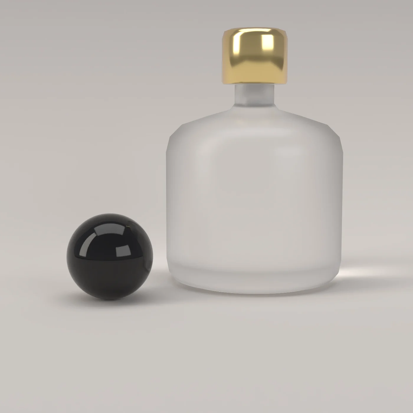 The perfume bottle in frosted glass.
