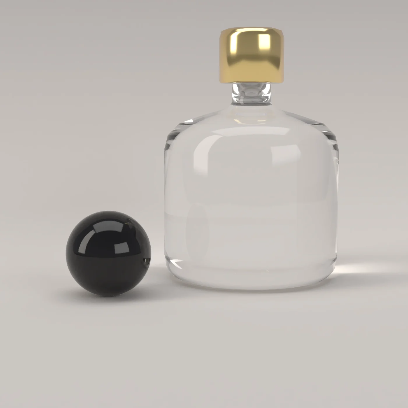 The perfume bottle in clear glass.
