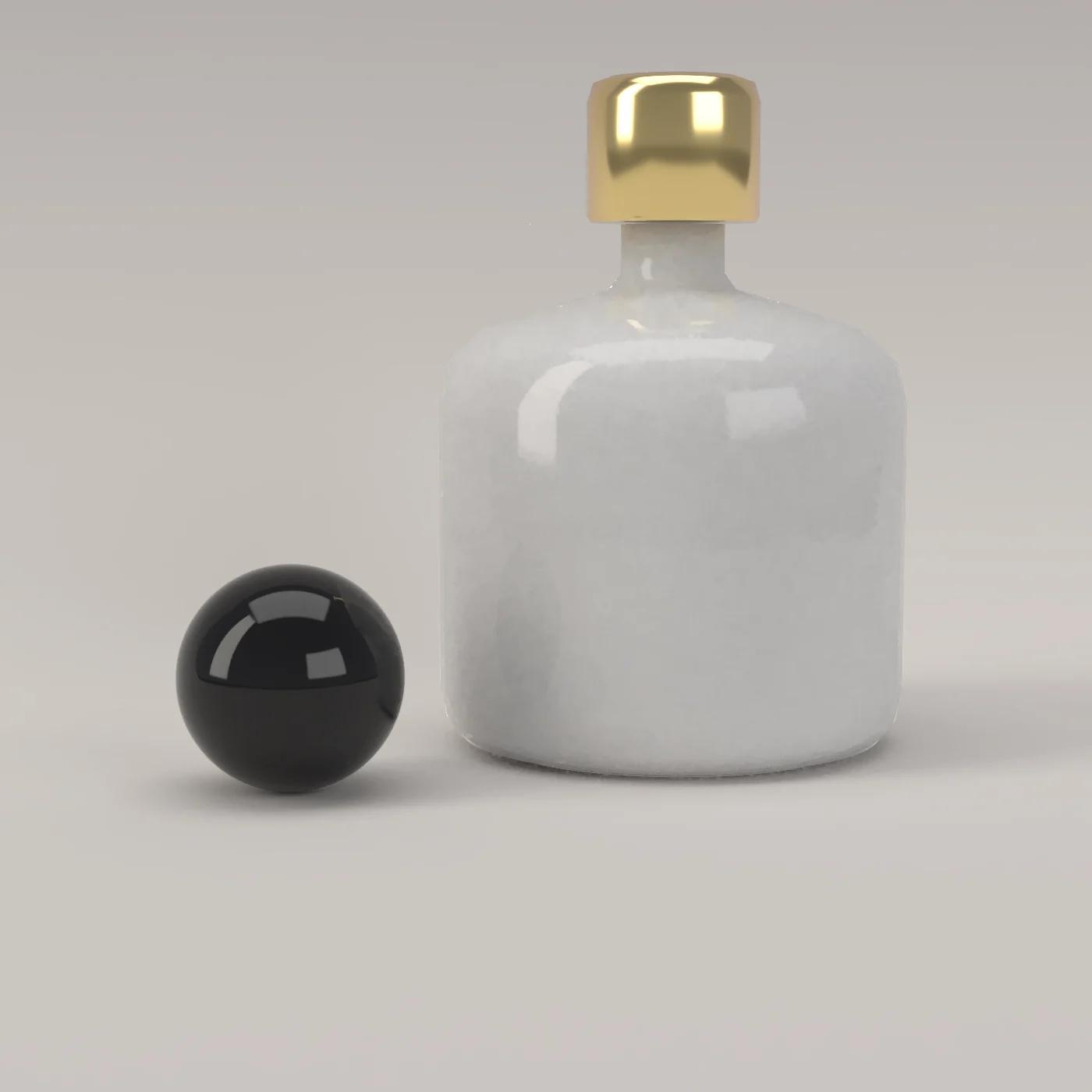 The perfume bottle in milk glass.
